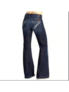 7 For All Mankind Dojo Flare Jeans Womens 28 Blue Dark Wash Denim